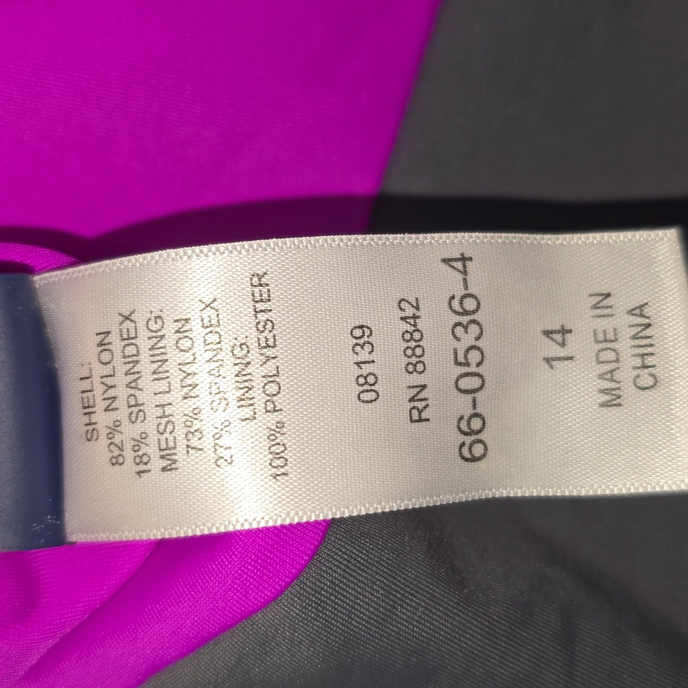 Swimsuits for All Colorblock V-Neck One Piece Swimsuit Fushia Womens Size 14 NWT - Picture 11 of 15